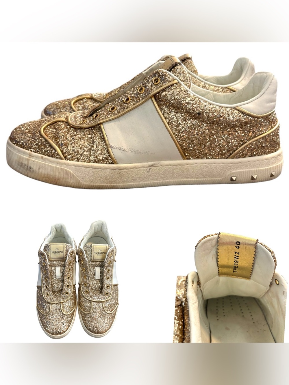 Valentino Glitter Rockstud Sneakers